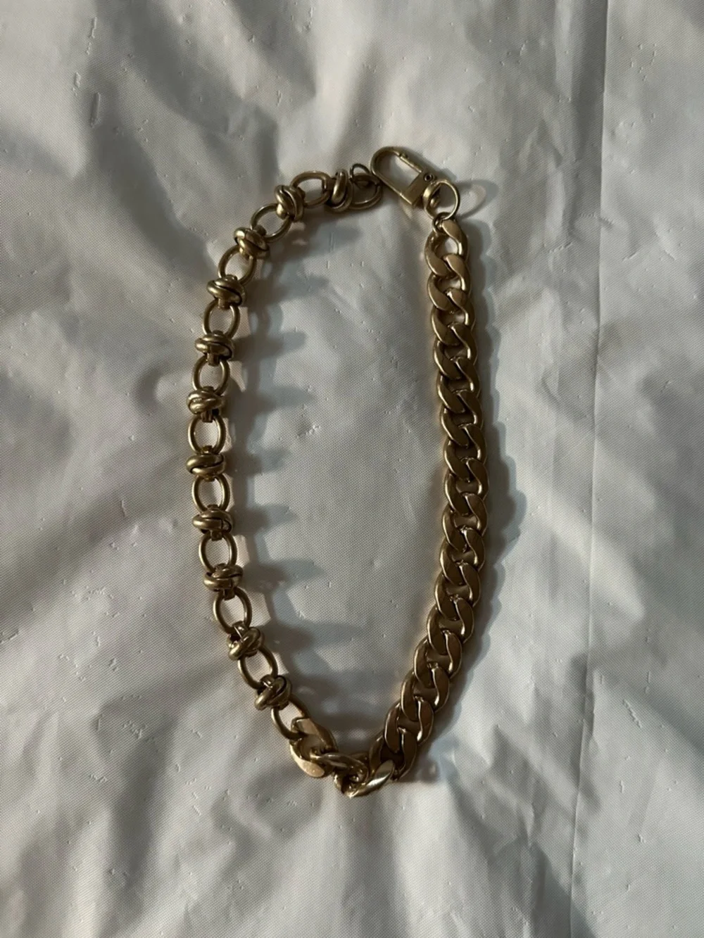 Gold Tone Mixed Link Chain Necklace - Jewelry